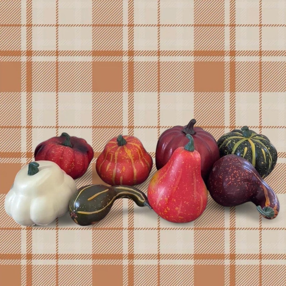 Set of 8 fake gourds. Perfect for your cozy fall decor
